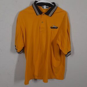 Jerzees #53 Adult Men's L Yellow Checkered Flag Collar Short Sleeve Polo...